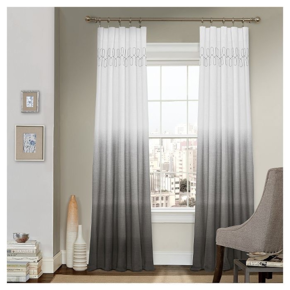 BOHO Pair Arashi Ombré Gray Curtain Panels 84”